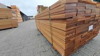 Ca. 123x Guyana Teak planken geschaafd, 21x145mm, lengte 155cm